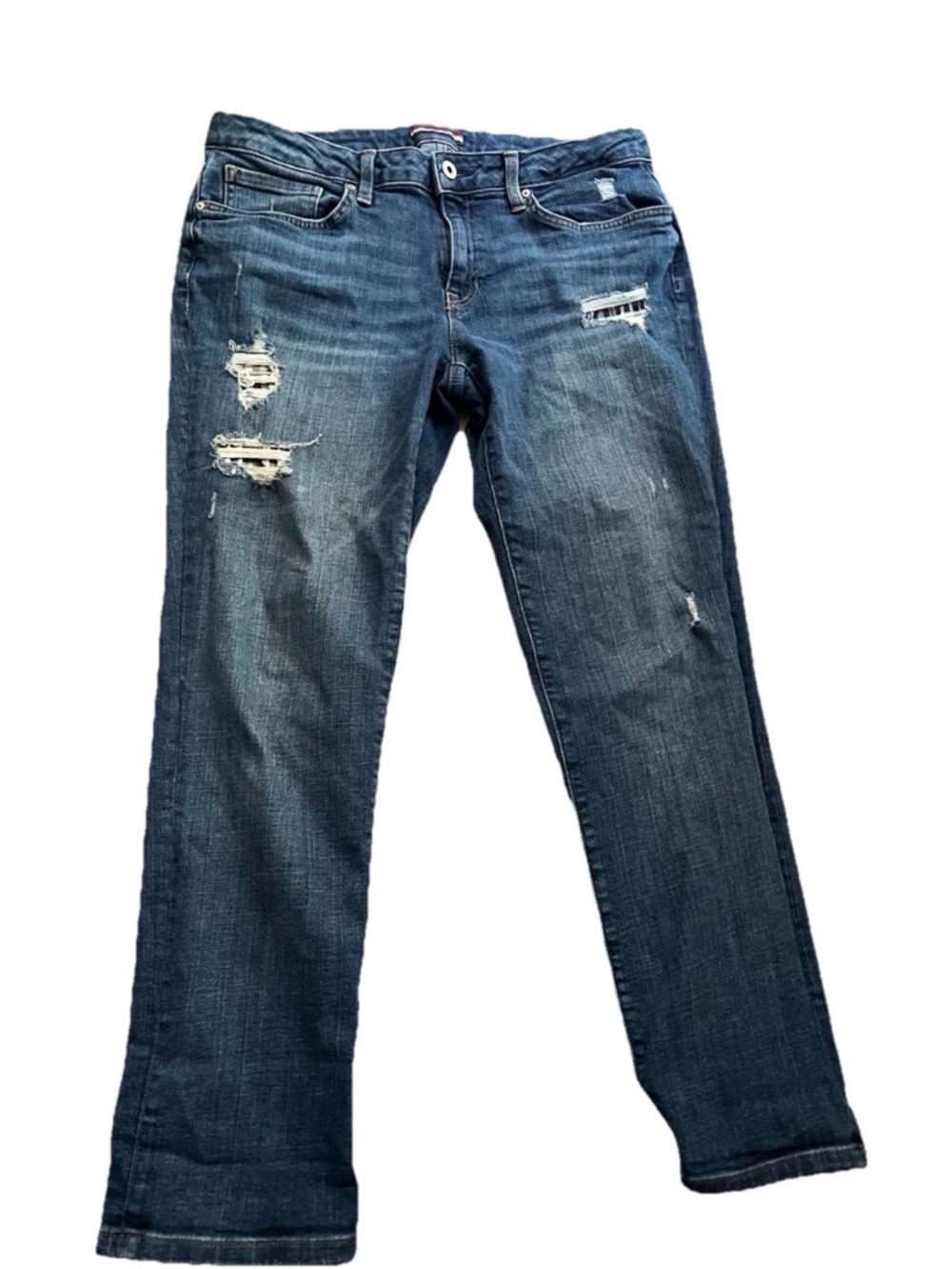 VTG Y2K Tommy Hilfiger Straight  Jeans Women 8 Low Rise Distressed Denim Ankle